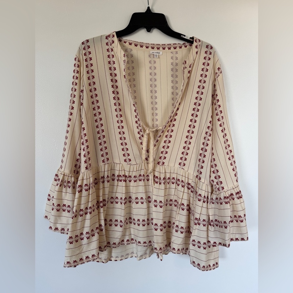 Bohemian Cream and Red Women's Top large